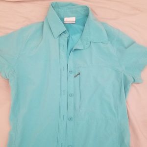 Columbia Teal Shirt -Zipper pocket & air cut-outs!